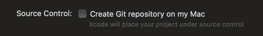 Xcode Create Git repository on my Mac seçeneği